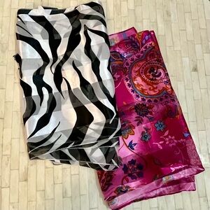 Zebra and Paisley Print Scarves Set